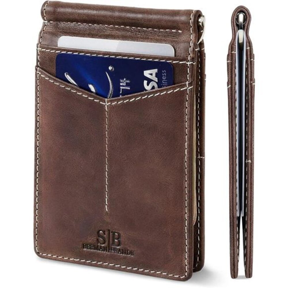 RFID Blocking Wallet Slim Bifold -Genuine Leather Minimalist Front Pocket Wallet